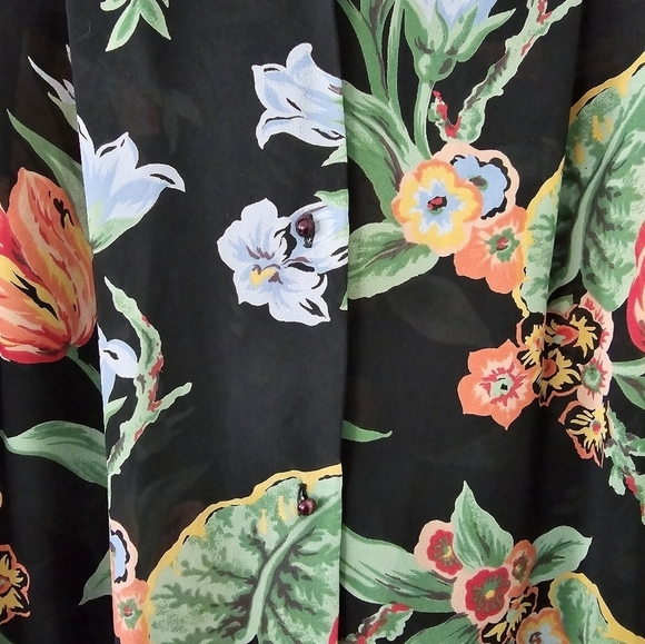 Vintage Natori Padded Blouse Women M Floral Colorful Print Lace Fairy Grunge - Picture 5 of 13